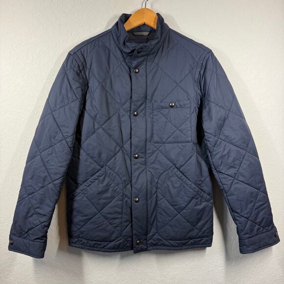 Men’s J. Crew Sussex Quilted Jacket Navy Thermore Full Zip Snap Closure Size S - Picture 1 of 9